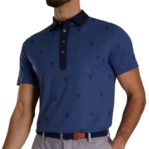 Todd Snyder & Footjoy Men's Shield Print Pique Polo Shirt Blue Size XL - Picture 13 of 13
